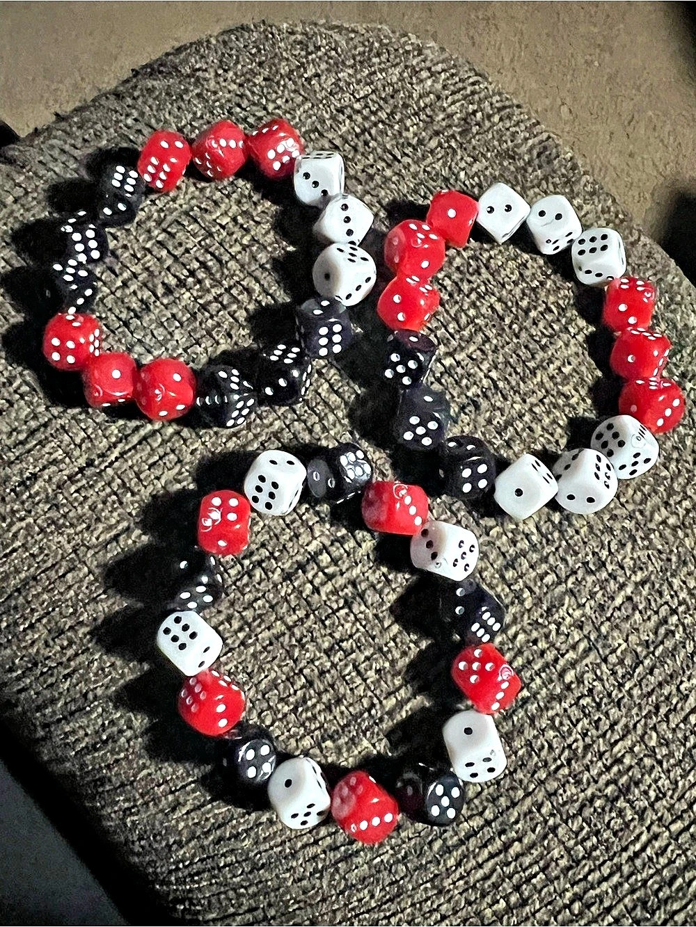 Red & Black Dice Bead Bracelets B291
